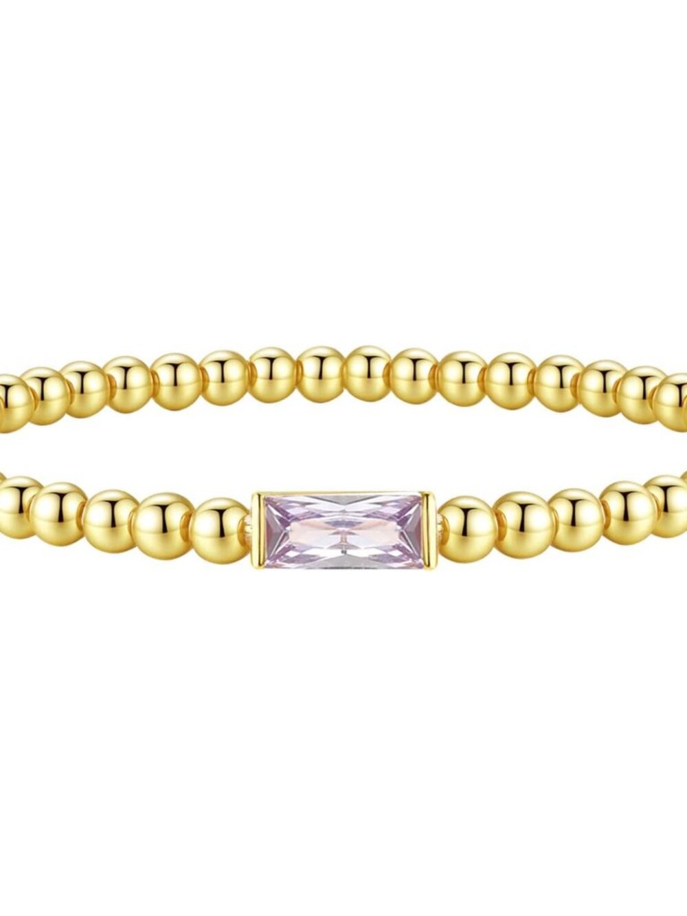 Dainty 14K Gold Plated Birthstone Bracelet with Alexandrite Gem - 6.5 Inch